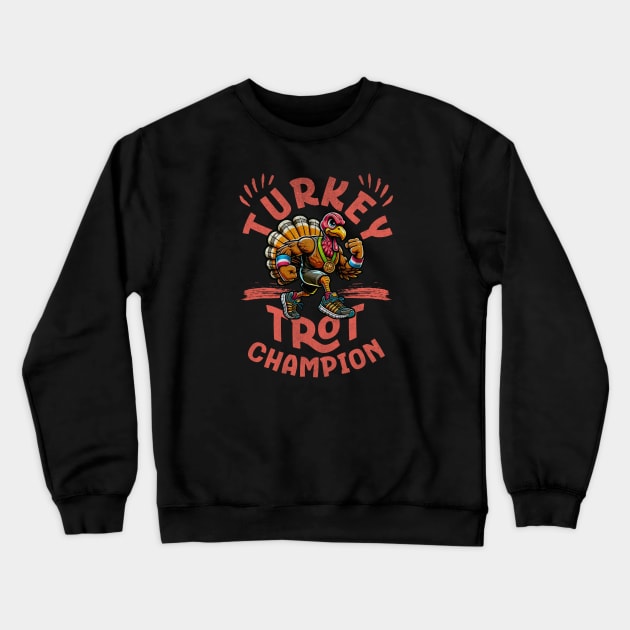 Turkey Trot Champion Thanksgiving Running Crewneck Sweatshirt by Contentarama